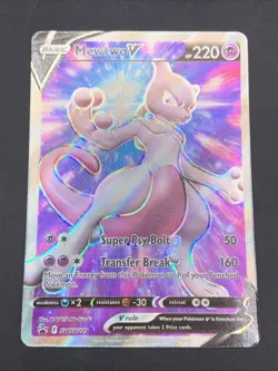 Pokemon TCG Mewtwo V Pokemon GO SWSH229 Black Star Promo Full Art Holo Card NM - Image 1