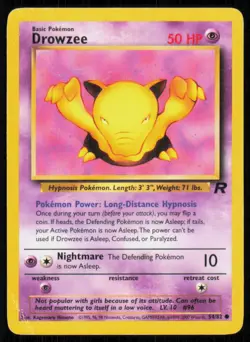 2000 Pokemon Team Rocket Unlimited Drowzee #54/82 - Poor - Image 1