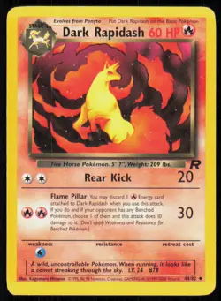 2000 Pokemon Team Rocket Unlimited Dark Rapidash #44/82 - Poor - Image 1