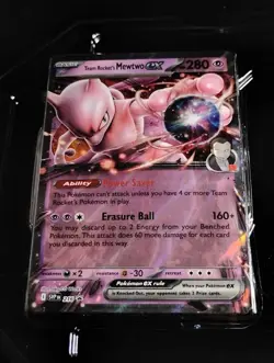 Team Rocket's Mewtwo Ex 216 Pokemon TCG S&V Black Star Promo FOIL HOLO - Image 1