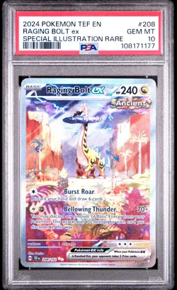 2024 POKEMON TEF EN-TEMPORAL FORCES #208 RAGING BOLT EX PSA 10 - Image 1