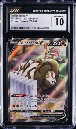 2021 POKEMON SWORD & SHIELD FUSION STRIKE FULL ART/DUNACONDA V CGC 10 GEM MINT - Image 1