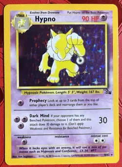 Pokemon TCG Hypno Fossil Holo Card 8/62 Unlimited Rare, LP Condition - Image 1