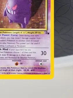 Pokemon Gengar Holo Rare Card Fossil Set 5/102 Excellent Condition LP - Image 2