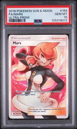POKEMON ULTRA PRISM MARS #154 FULL ART HOLO FOIL CARD PSA 10 GEM MINT - Image 1