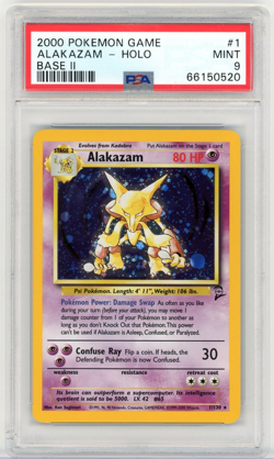 PSA 9 2000 Pokemon TCG Alakazam Base Set 2 Holo Rare Card 1/130 - Image 1
