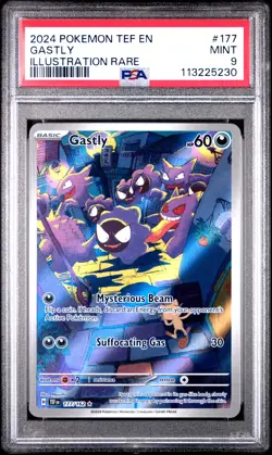 2024 POKEMON TEF EN-TEMPORAL FORCES ILLUSTRATION RARE #177 GASTLY PSA 9 - Image 1