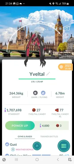 Pokemon Go Legendary Yveltal London Background 2023 (Normal) - Image 1