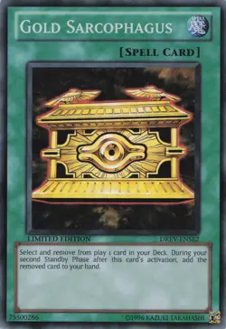 Yugioh Gold Sarcophagus DREV-ENSE2 Super Rare LP - Image 1