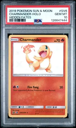 2019 POKEMON SUN & MOON HIDDEN FATES #SV6 CHARMANDER-HOLO PSA 10 - Image 1