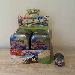 Pokemon Vibrant Paldea Mini Tin Bundle (Set of 10 Tins) *empty* + display case - Image 1