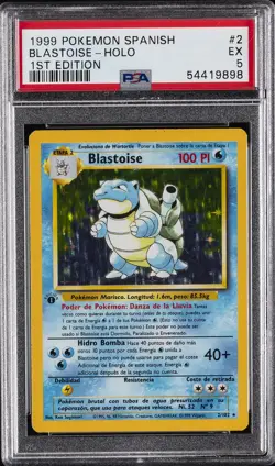 1999 POKEMON SPANISH 1ST ED #2 BLASTOISE-HOLO PSA 5 - Image 1