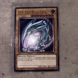 Yugioh OP28-EN001 Blue-Eyes White Dragon Ultimate Euro deep imprint purple hue - Image 1