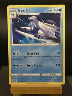 Pokemon Card Beartic 043/172 Brilliant Stars Non Holo CRIMP ERROR - Image 1