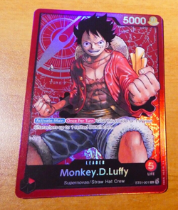ONE PIECE ENGLISH CARD HOLO GAME CARTE Monkey D. Luffy ST01-001 L ST EN TCG MINT - Image 1