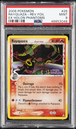 2006 POKEMON EX HOLON PHANTOMS #26 RAYQUAZA-REVERSE FOIL PSA 9 - Image 1
