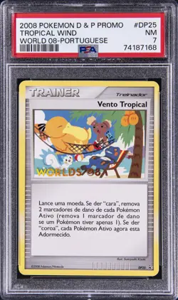 2008 POKEMON DIAMOND & PEARL WORLD 08 PROMO PORTUGUESE #DP25 TROPICAL WIND PSA 7 - Image 1