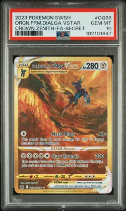 2023 POKEMON SWSH SECRET #GG68 FULL ART/ORIGIN FORME DIALGA VSTAR PSA 10 - Image 1