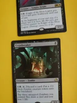 Knight of the Ebon Legion M20 & Cryptbreaker EMN Rare Black MTG 2 Card. - Image 2