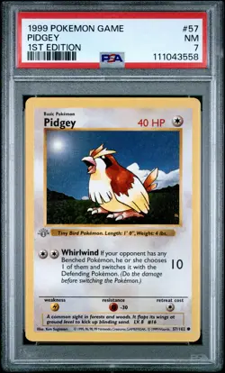 1999 POKEMON BASE SET 1ST EDITION #57 PIDGEY PSA 7 - Image 1
