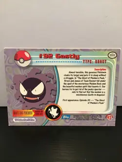 Pokemon Gastly #92 Topps TV Animation Series 2 - Image 2