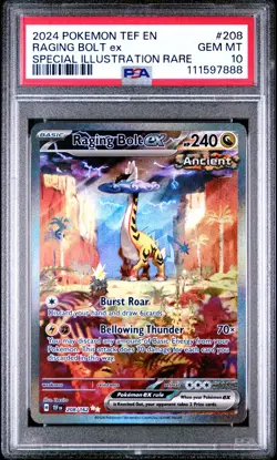 2024 POKEMON TEF EN-TEMPORAL FORCES #208 RAGING BOLT EX PSA 10 - Image 1