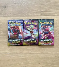 3x Pokemon Sword & Shield Champions Path Booster Pack Unweighed TRUSTED SELLER!! - Image 1