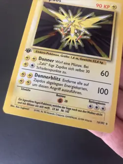 1st Edition Zapdos 16/102 - NM - Holo Rare - Base Set Pokemon Card - GERMAN - Image 2