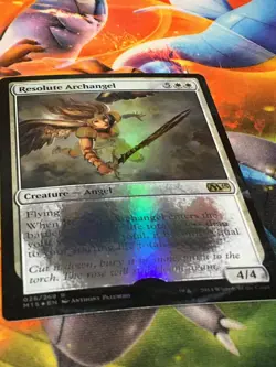 C6732 MTG MAGIC M15 CORE SET 2015 RESOLUTE ARCHANGEL #028 FOIL HP-DMG RARE - Image 2