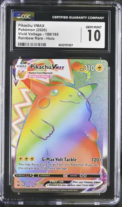 PIKACHU VMAX Vivid Voltage Holo Rare #188 CGC 10 Gem Mint Pokemon - Image 1