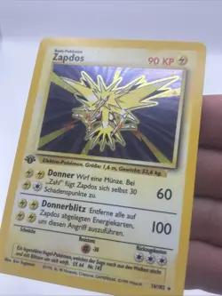 Pokemon TCG Zapdos 16/102 Base Set 1st Edition Holo German- NM - Image 3