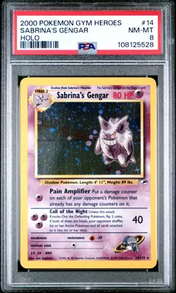 2000 POKEMON GYM HEROES HOLO #14 SABRINA'S GENGAR PSA 8 - Image 1