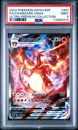 2022 POKEMON SWSH BLACK STAR PROMO #261 FULL ART/CHARIZARD VMAX PSA 9 - Image 1