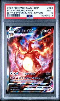 2022 POKEMON SWSH BLACK STAR PROMO #261 FULL ART/CHARIZARD VMAX PSA 9 - Image 1