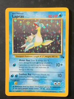Lapras 10/62 Fossil Holo Rare Vintage Pokemon Card - Image 1