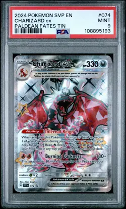 2024 POKEMON SVP EN-SV BLACK STAR PROMO PALDEAN FATES TIN CHARIZARD EX PSA 9 - Image 1