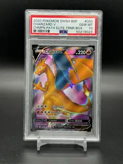 2020 Pokemon Champions Path ETB Promo Charizard V SWSH050 PSA Gem Mint 10 - Image 1