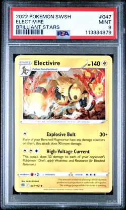 2022 POKEMON SWORD & SHIELD BRILLIANT STARS #047 ELECTIVIRE PSA 9 - Image 1