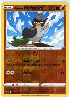 Pokemon TCG Galarian Farfetch'd 094/192 Swsh02: Rebel Clash Reverse Holo - Image 1