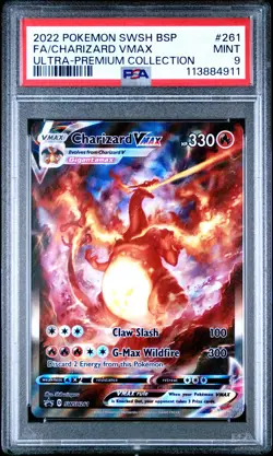 2022 POKEMON SWSH BLACK STAR PROMO #261 FULL ART/CHARIZARD VMAX PSA 9 - Image 1