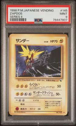 PSA 9 Zapdos Vending Series 2 Japanese Pokemon Card 1998 Vintage 145 Mint - Image 1