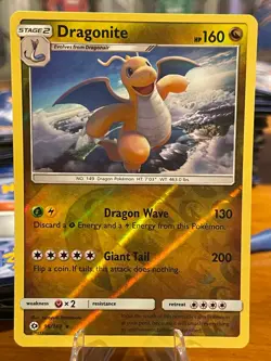 2017 Pokemon Sun And Moon Base Set Dragonite 96/149 Rare Reverse Holo Stage 2 MP - Image 1