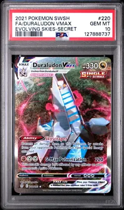 PSA 10 DURALUDON VMAX 220/203 FULL ART SECRET EVOLVING SKIES POKEMON 😍 - Image 1