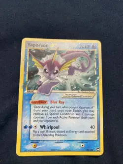 Vaporeon 102/108 - Gold Star EX Power Keepers Pokemon Card (MP/LP) - Image 1