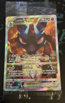 Pokemon TCG Lucario VSTAR SWSH291 Full Art Holo Black Star Promo Card Sealed - Image 1