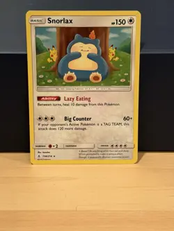 Pokemon TCG Snorlax Unbroken Bonds Holo Card 158/214 Near Mint Condition - Image 1