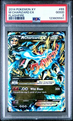 2014 POKEMON XY FLASHFIRE #69 M CHARIZARD EX PSA 2 - Image 1