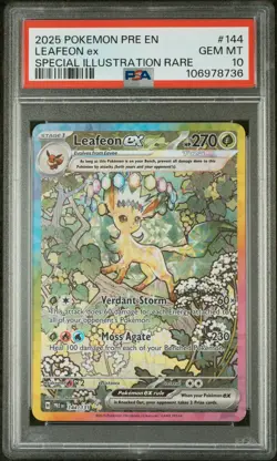 2025 POKEMON PRE EN-PRISMATIC EVOLUTIONS #144 LEAFEON EX PSA 10 - Image 1