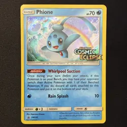 Phione SM220 Prerelease Promo SM Cosmic Eclipse HOLO Rare NM Pokemon 2019 - Image 1