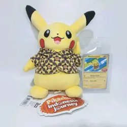 Pikachu Plush 8" Berkemeja Batik Staryu Pokemon Indonesia Journey + PROMO Card - Image 1